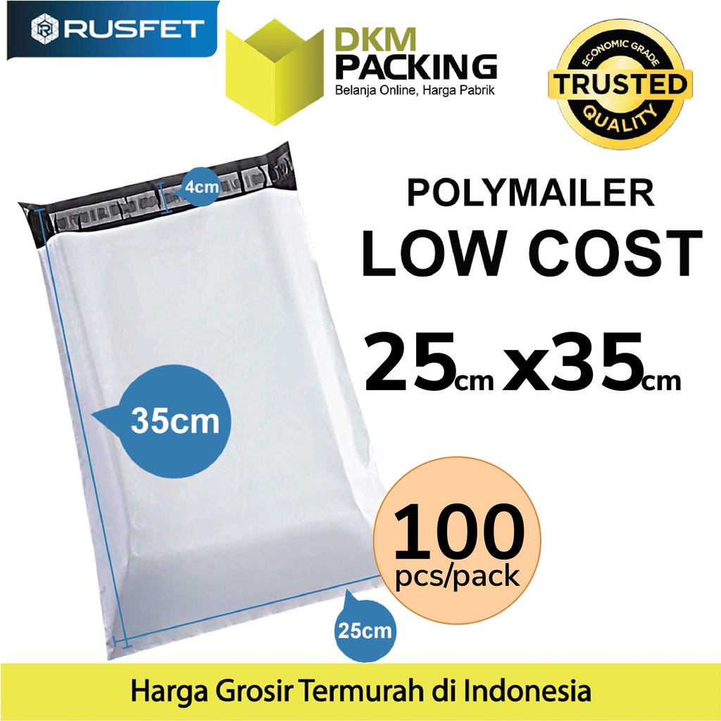 

Plastik Polymailer PACK LOW COST Amplop Polimailer PUTIH 25x35 RUSFET