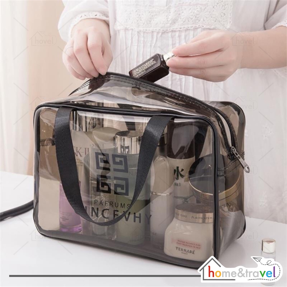 HOVELSHOP Pouch Make Up Tas Kosmetik Travel Transparan Wash Bag Waterproof