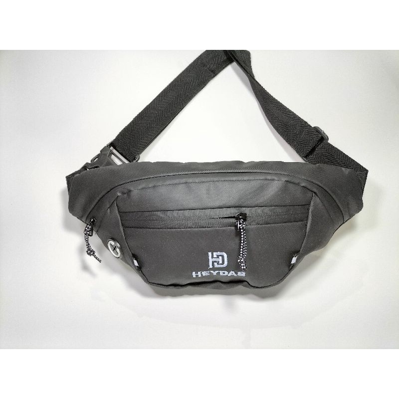 Waistbag Abu Canvas Tas Selempang Bahu dan Pinggang Pria Untuk Simpan Dompet Handphone HP Kunci Kado Hadiah Pria