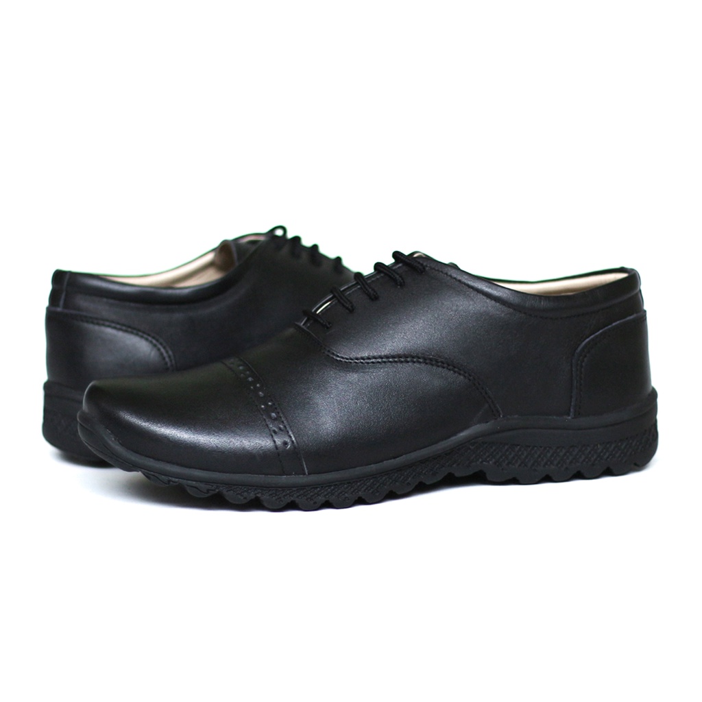 BURAY X SEPATU FORMAL PANTOFEL KULIT PRIA ASLI CASUAL KERJA KANTOR ORIGINAL BLACK BROWN FASHION TRANDY MURAH - Sepatu Pantofel Pria Resmi Oxford Tali Hitam Casual Formal Kuliah Kondangan Kerja Guru