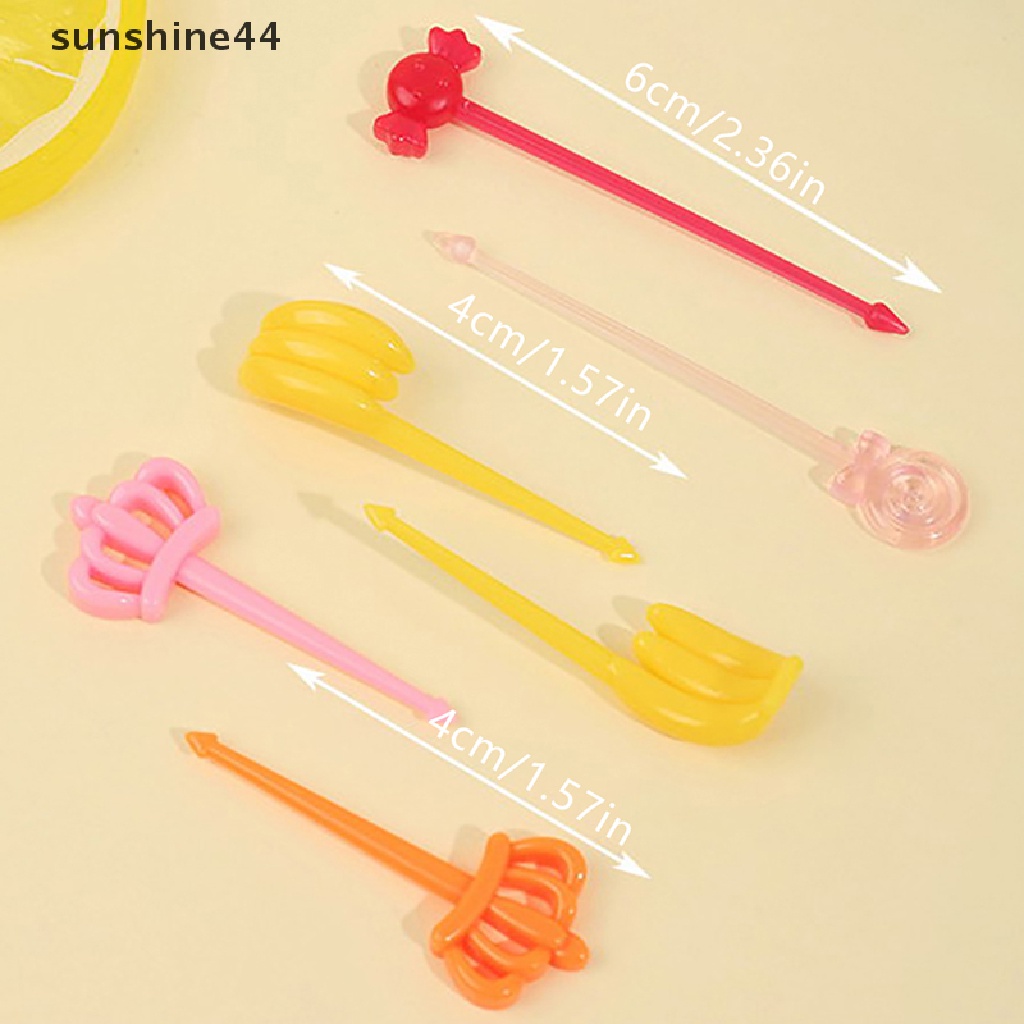 Sunshine 12 / 20Pcs Garpu Buah / Kue / Bento Mini Bahan Plastik Food Grade Untuk Dekorasi Pesta