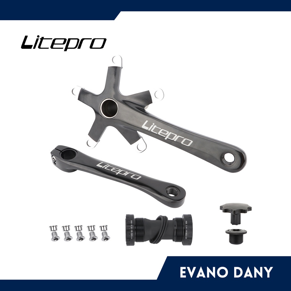 Litepro Glossy Crankset Tanpa BB HT2 Crank Sepeda Lipat BCD 130