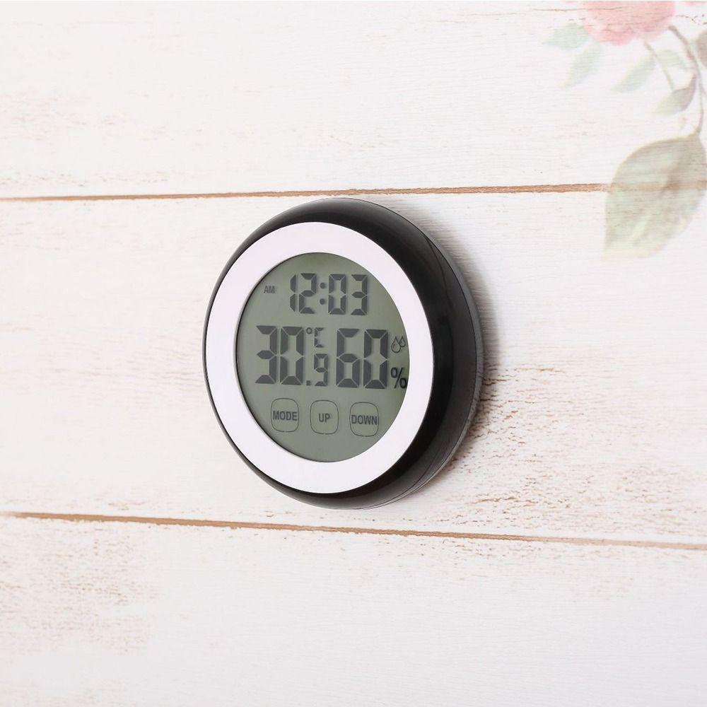 Top Digital Thermo-hygrometer Iklim Ruangan Bulat Indoor Alarm Clock
