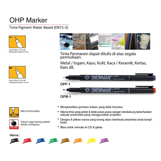 

Snowman Permanent Marker OHP ( OPF & OPM )