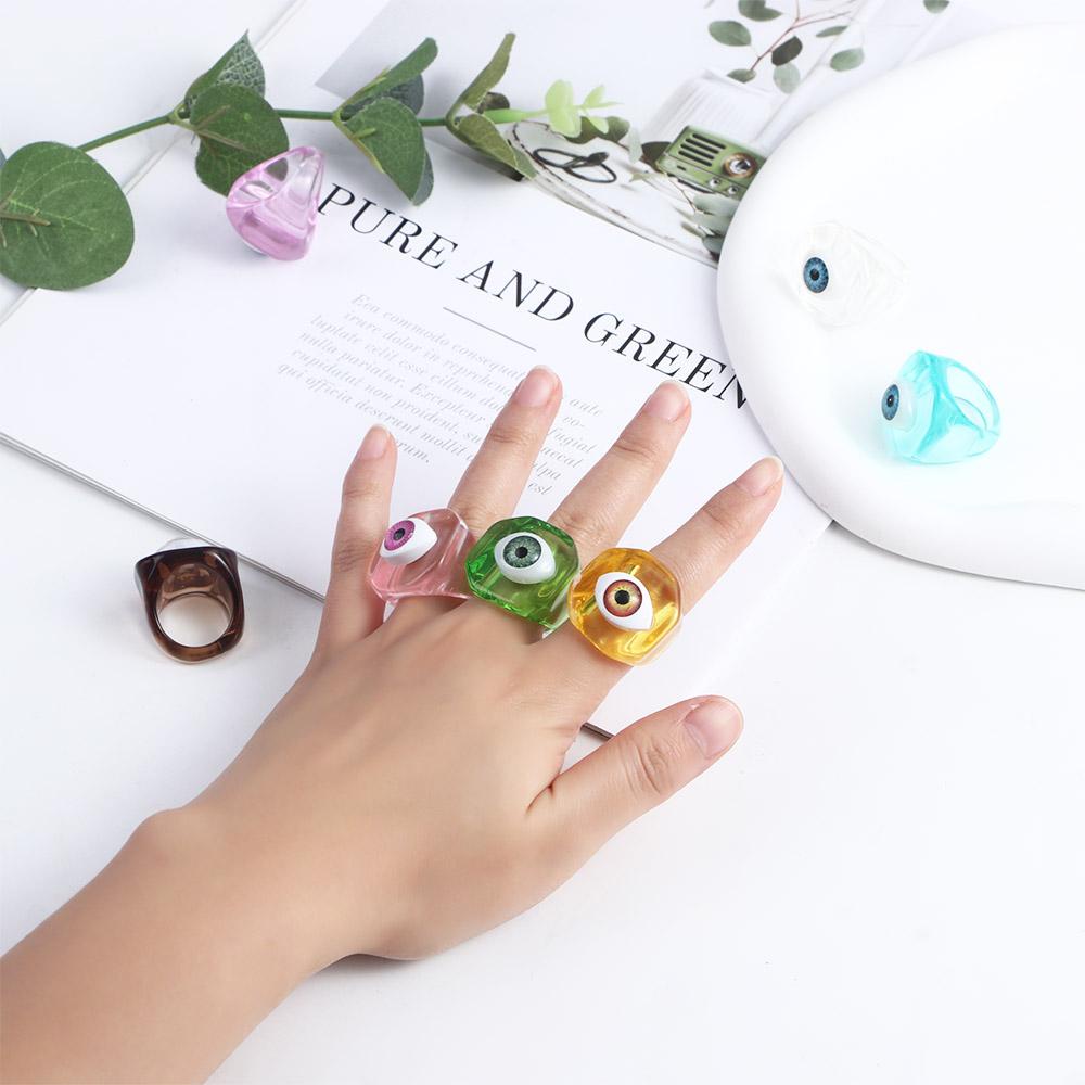 NEEDWAY Cincin Jari Mode Baru Punk Geometris Akrilik Perhiasan Fashion