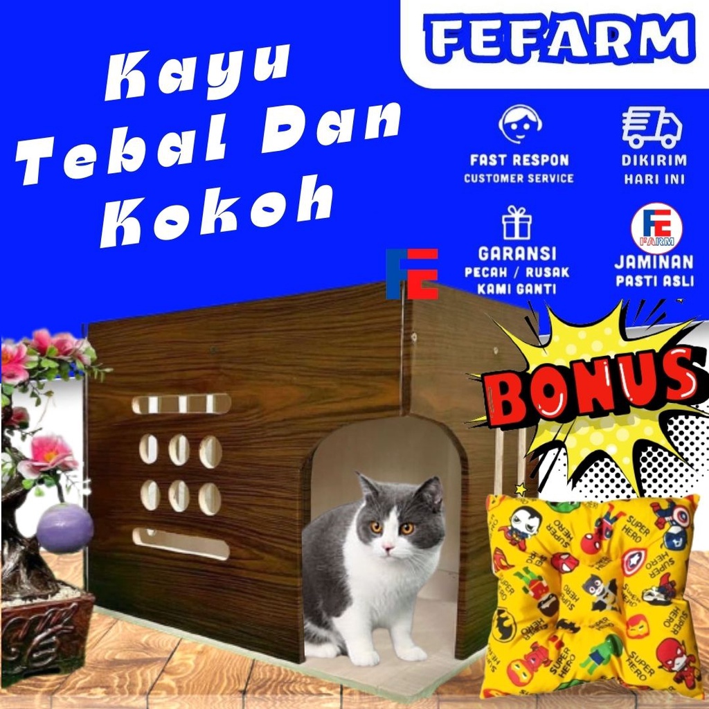 RUMAH KUCING KANDANG KUCING ANJING MODEL MASAKINI LUCU KUAT DAN KOKOH FEFARM