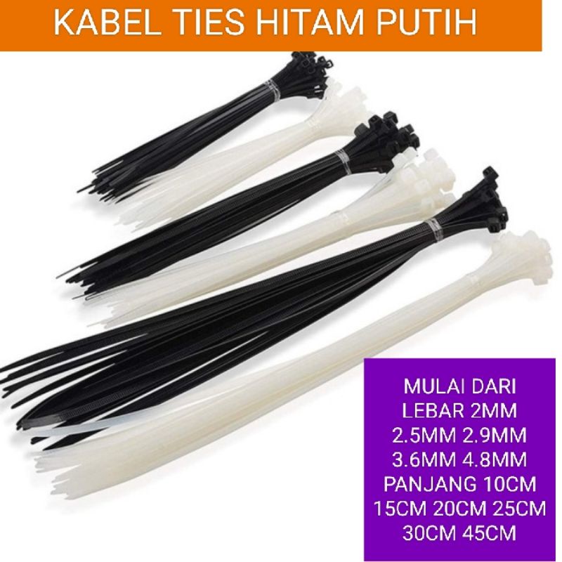 

kabel ties kts powell 1.9x100m 2.5x100mm 2.5x150mm 2.5x200mm hitam dan putih 1 pack isi 100pcs