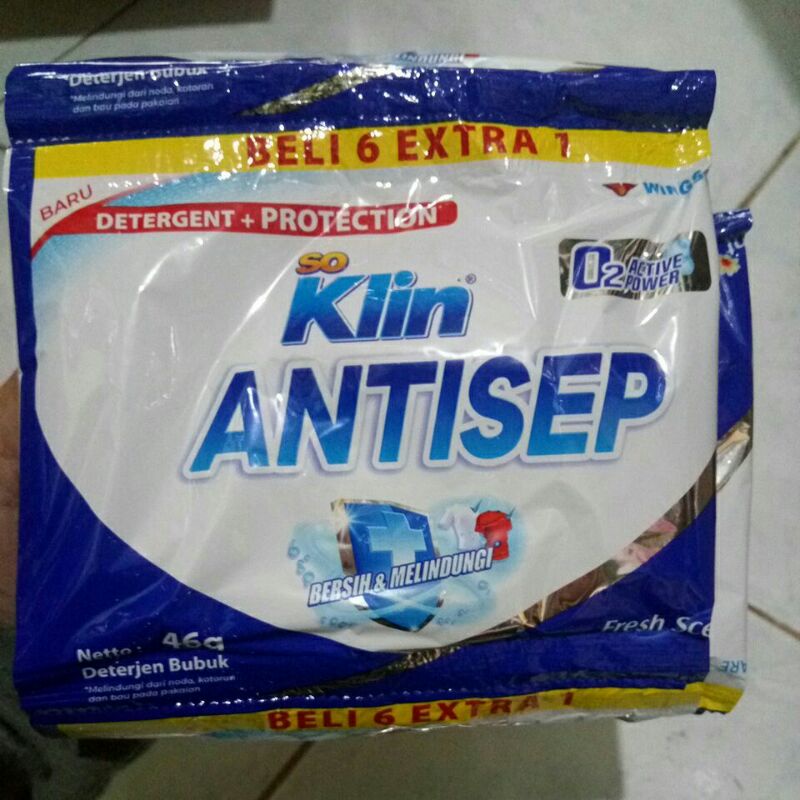So Klin Antisep Detergen Bubuk 46g Rencengan Isi 6 Saset