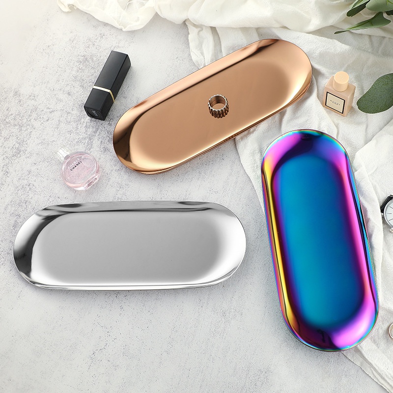 Nampan Piring Oval Love Kerang Emas Perak Tray Silver Stainless  Organizer Aesthetic Tray Dessert