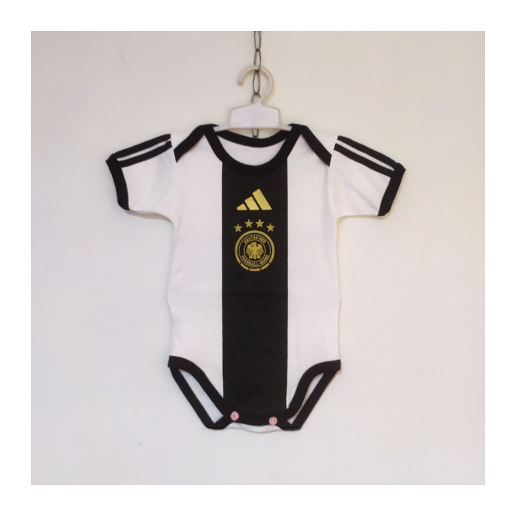 Jumper bayi jerman home newborn baju kodok kaos piala dunia sepak bola fashion katun jumpsuit pakaian anak romper jersey sport outfit apparel club baby terusan bodysuit putih