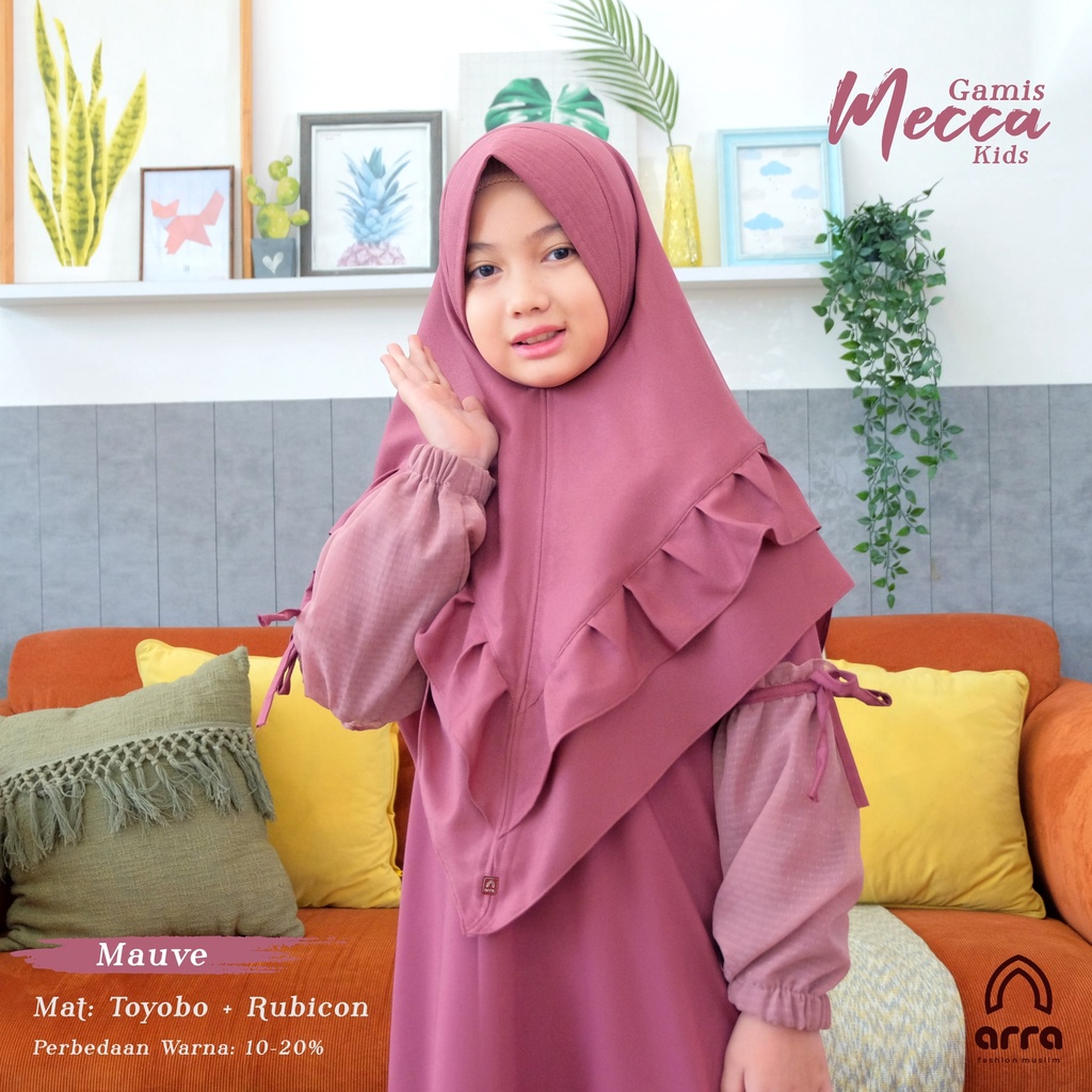 Gamis Sarimbit Wanita Baju Koko Pria Couple Keluarga Ayah Ibu dan Anak Arra Mecca Series Warna Mauve Original Baju Kokoh Kerudung Muslim Kurta Pakistan Terbaru 2022 2023 Lebaran