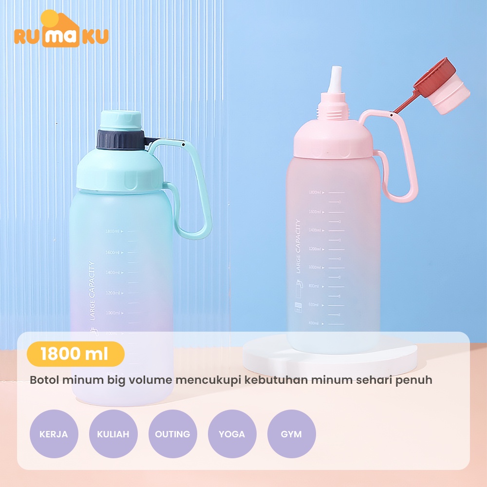 Rumaku Botol Minum Anak Jumbo 1800 ml Botol Air Viral Premium Quality