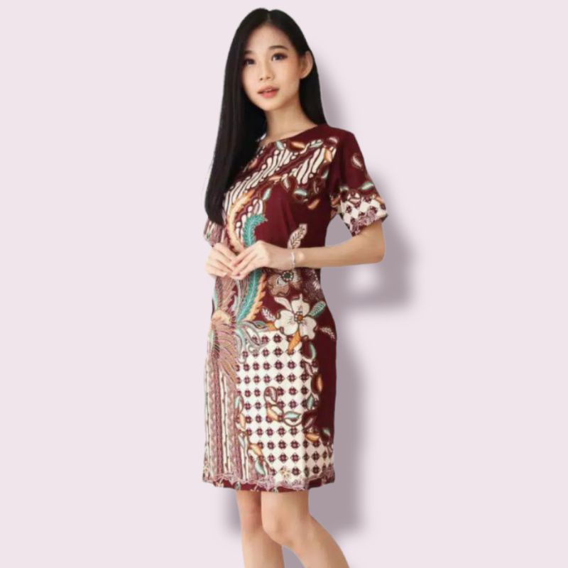 DRESS BATIK WANITA CHEONGSAM A054-038 PHX - BAHAN STRETCH