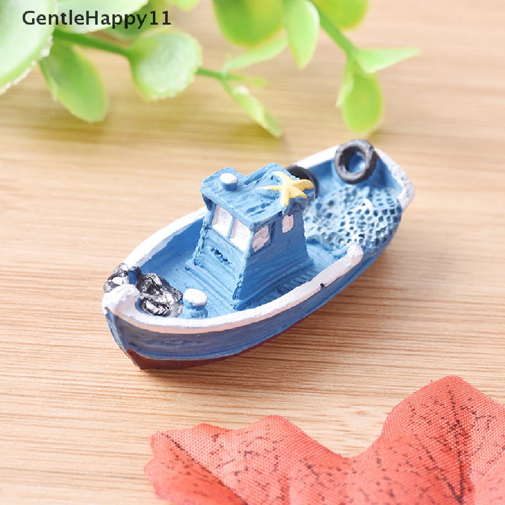 Gentlehappy Pop 1pcs Yacht Kapal Nelayan Perahu Miniatur Peri Taman Rumah Rumah Kerajinan Micro Lansekap Dekorasi DIY Aksesoris id