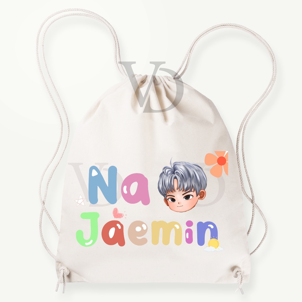 Tas Serut  kanvas / tas serut korea / tas lucu/ tas gendong kanvas / tas custom korea / tas motif NCT DREAM / NCTZEN
