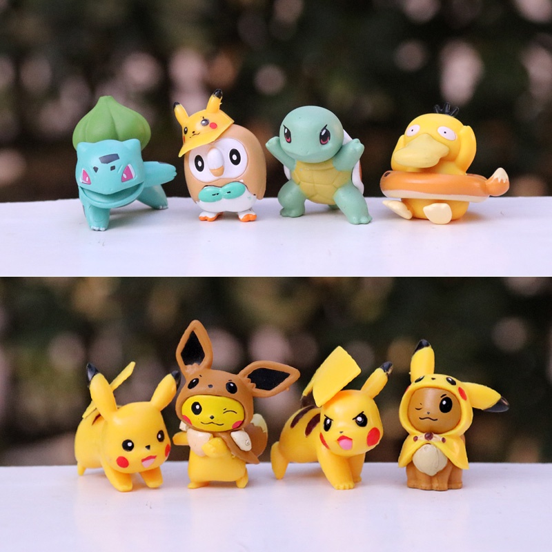 8 Pack / Set Mainan Action Figure Pokemon Pikachu Bahan Pvc Untuk Hiasan Kue