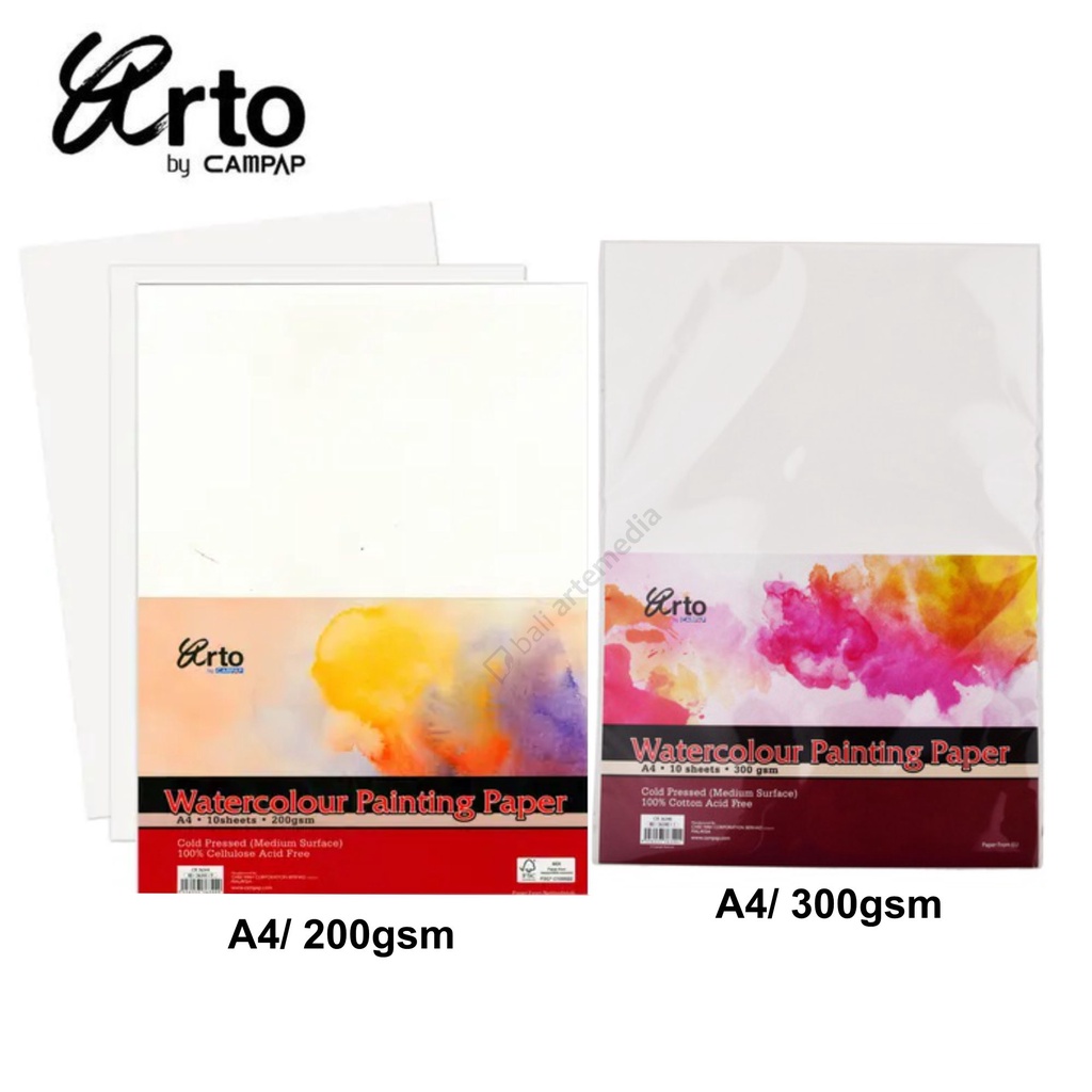 

Arto A4 Watercolour Painting Paper 200gsm, 300gsm - Cellulose & Cotton
