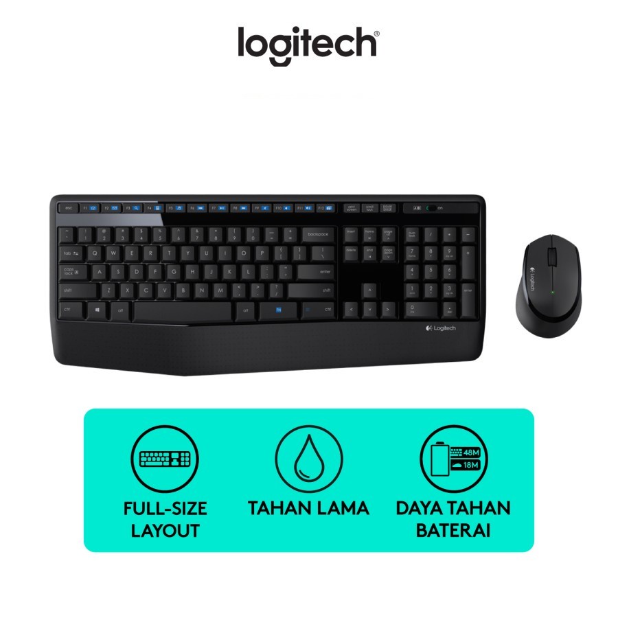 Logitech MK345 Combo Keyboard dan Mouse Wireless Full Size Nyaman