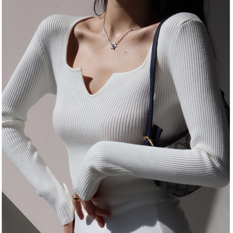 【MISSHONEY】Slim-fit Scoop Neck Rib-knit Crop Tee 7287