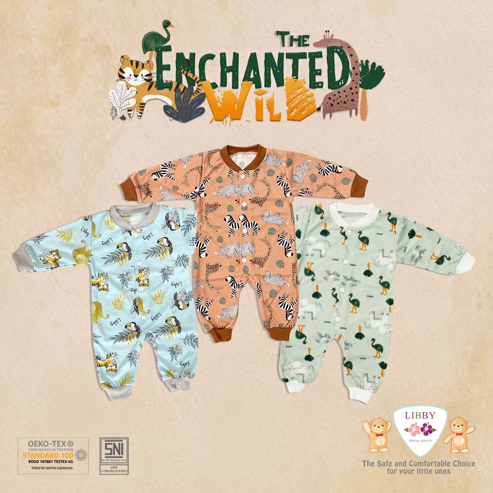 1 Pcs Sleepsuit Libby / Miyo 0-3 Bulan (Newborn) Baju Kodok Bayi Jumper panjang Rib Baby