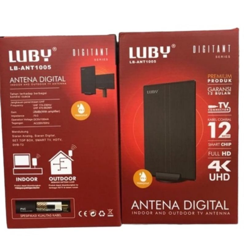 Antena TV Digital Indoor &amp; Outdoor Luby LB-ANT-1005 &amp; LB-ANT-1006 IPX-4 Waterproof