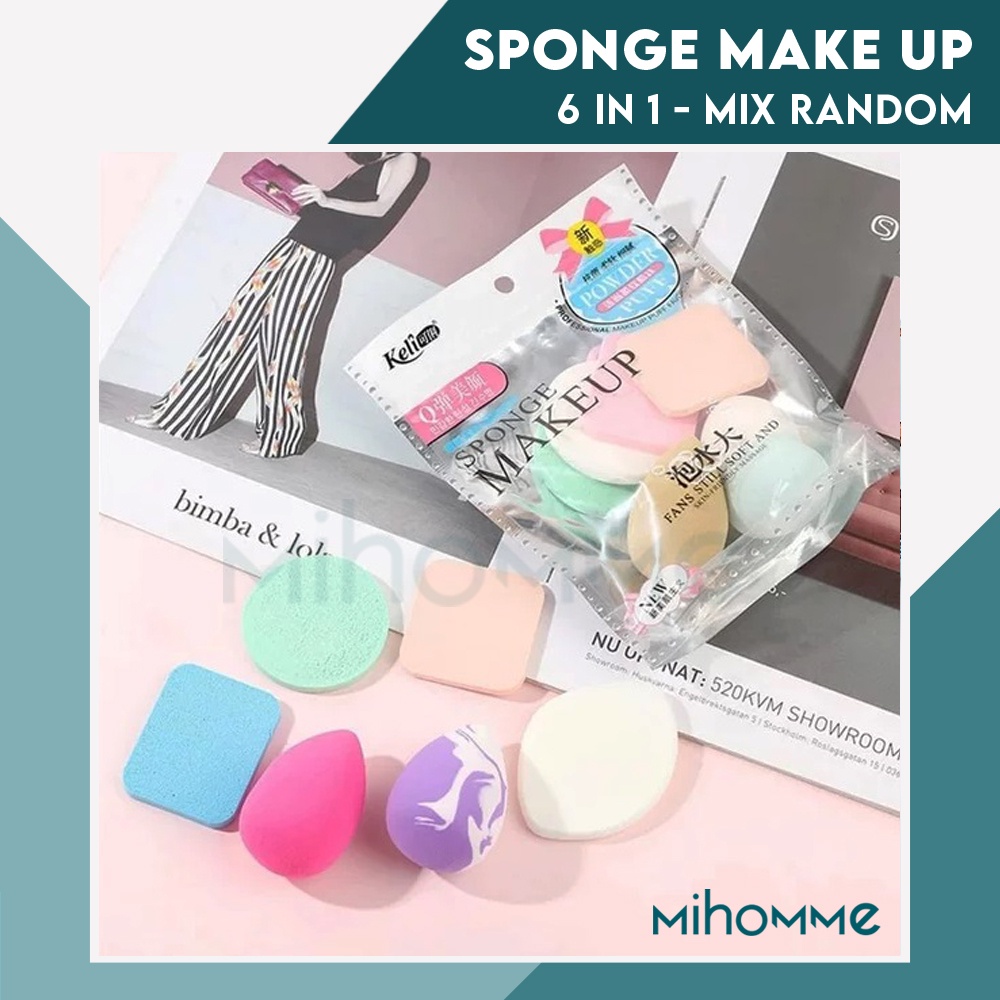 Sponge Make Up Beauty Blender Spons 6 in 1 set Powder Puff Bedak