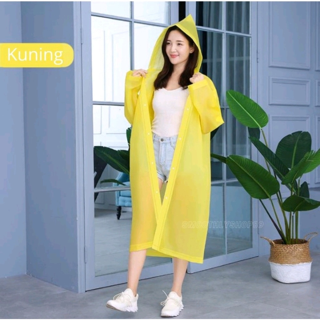 Jas Hujan Transparan Korea Poncho EVA Transparent Raincoat