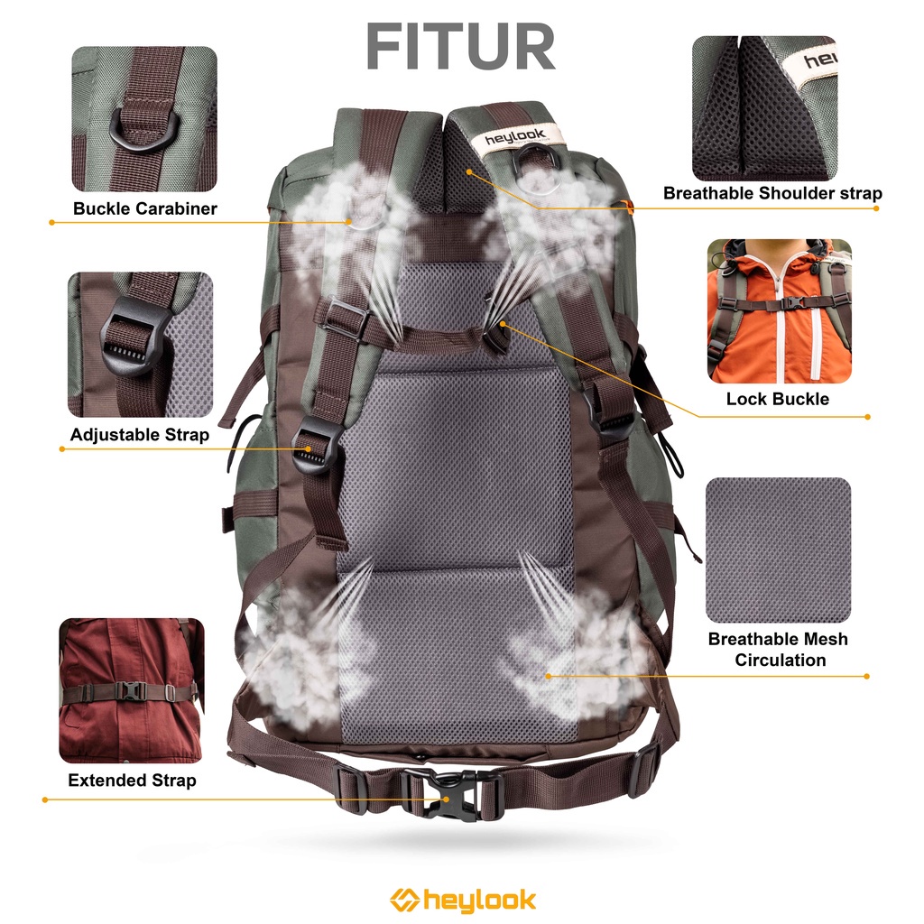 Travel Backpack Tas Ransel Takahagi 40 Liter Tas Outdoor Gunung Semi Carrier Daypack Camping Ada Slot Laptop Up 15 inch