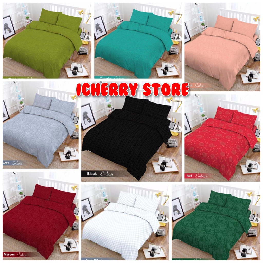 Bedcover Only Vito 3D Polos Emboss King Warna Black, White, Maroon, Red, Grey, Olive Green, Peach, D