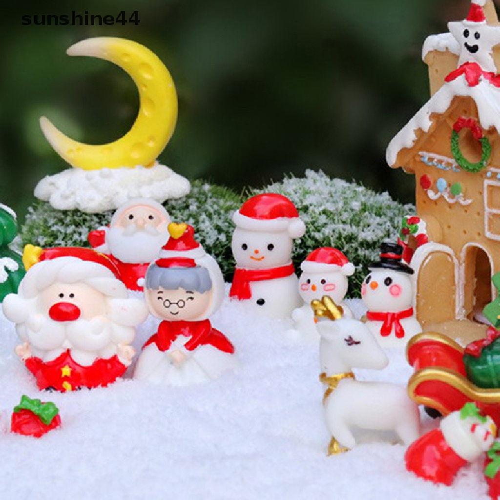 Sunshine Miniatur Santa Claus / Rusa Natal Bahan Resin Untuk Dekorasi Taman