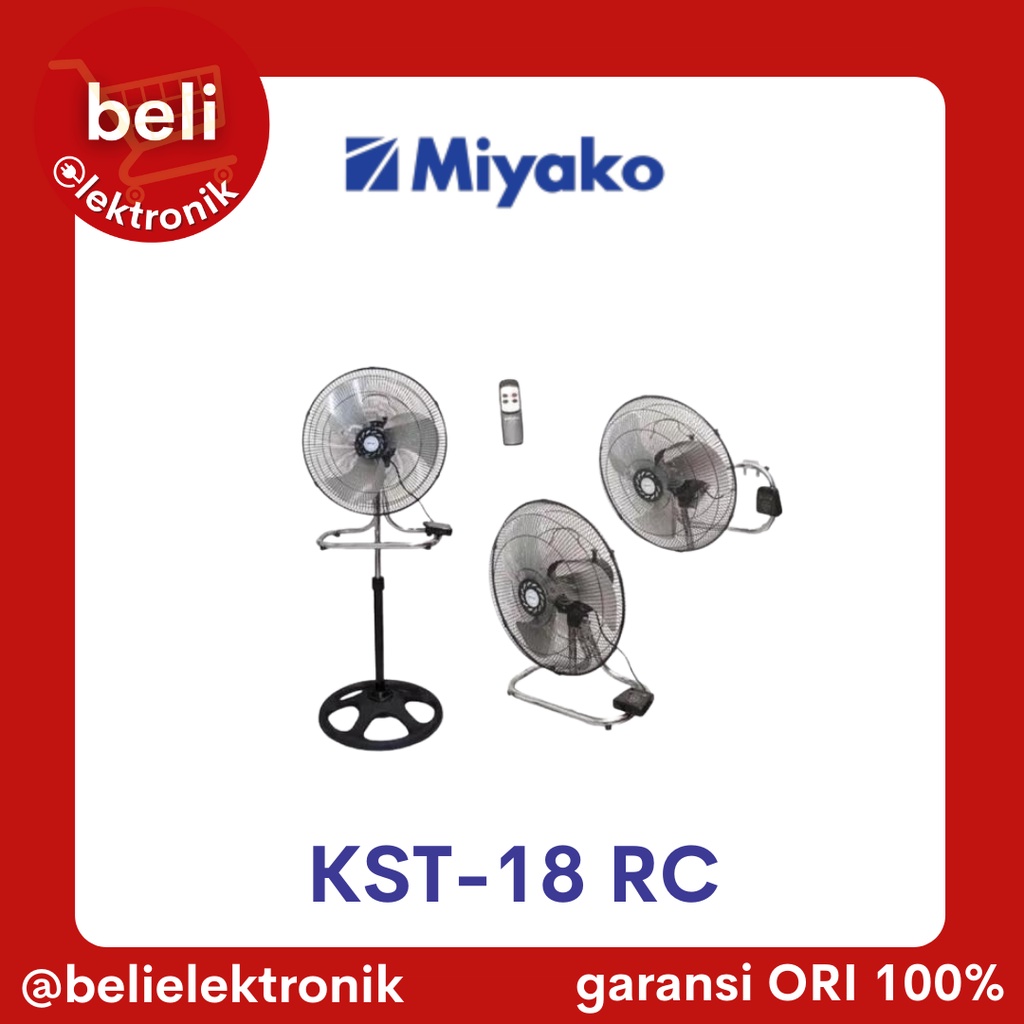 MIYAKO Kipas Angin Besi 3 Fungsi Kipas Angin Berdiri/Kipas Angin Meja/Kipas Angin Dinding 18 Inch (1