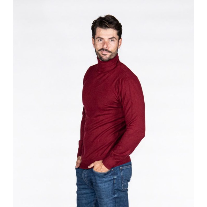 [ NEVARA ] MEN'S TURTLE NECK LONG SLEEVE - KAOS TURTLE NECK PRIA LENGAN PANJANG MERAH MARUN