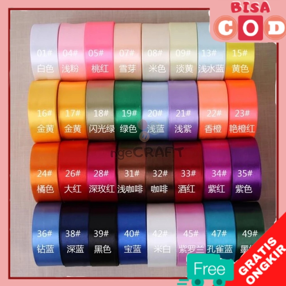 Pita satin 4 cm import [1 ROL]  ukuran 1.5 inchi pita saten