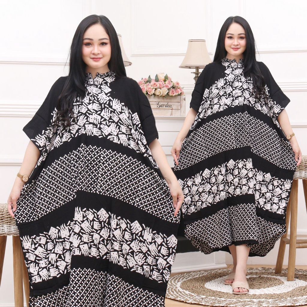 Daster Lowo Cap Malaman MOTIF Kanza Monocrom Busui Depan Homedress Kekinian Rayon Premium Adem