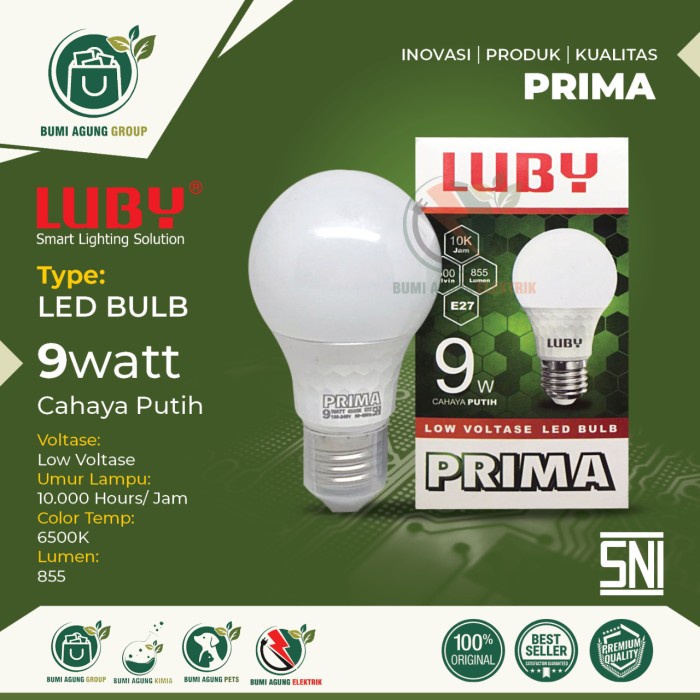 Lampu LED LUBY Prima Cahaya Putih 5W, 7W, 9W, 12W, 15W, 18W 24W Watt berkualitas dan murah