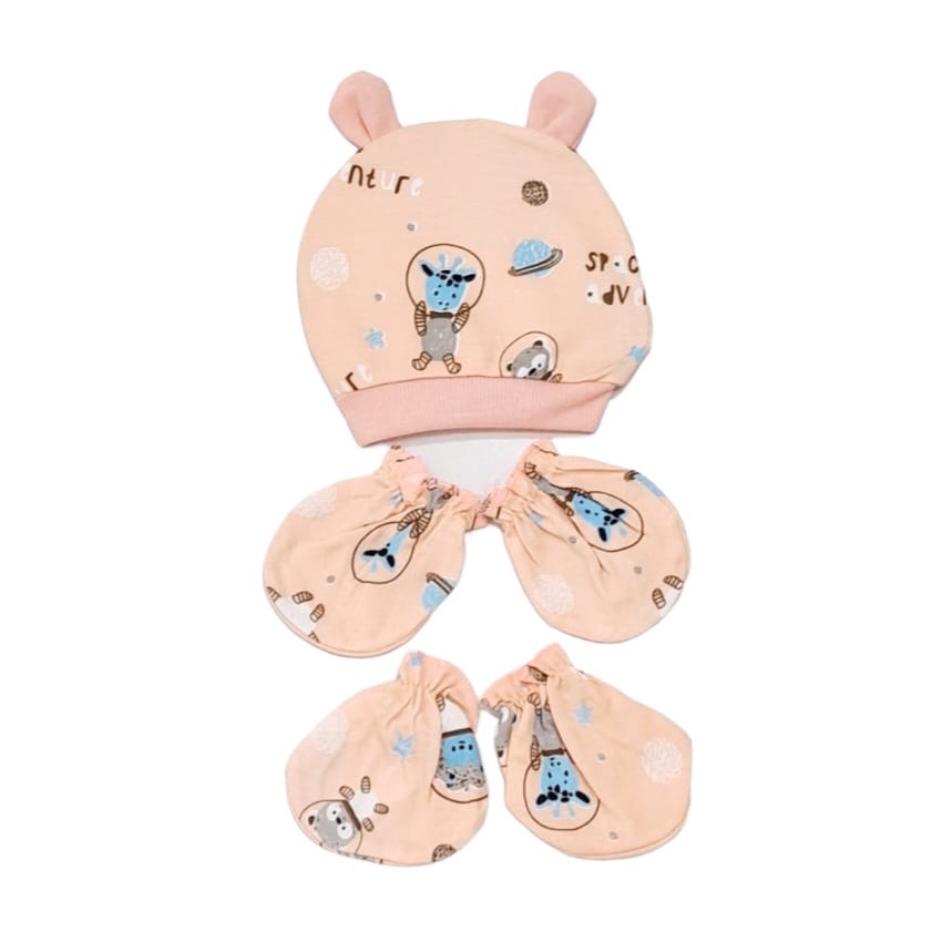 1 set topi rabbit bayi set 3in1 (topi+sarung tangan kaki) 1 set topi bayi newborn / perlengkapan bayi baru lahir laki-laki perempuan topi rajut karakter lucu BB-31