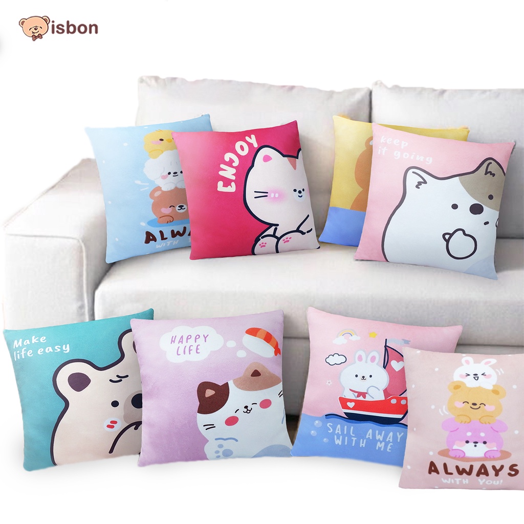 Bantal Sofa Motif Life Quotes Series 31cm x 31cm empuk halus ringan traveling by Istana Boneka