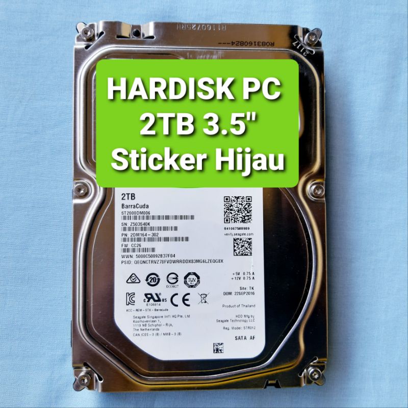 HARDISK PC 2 TB  3.5&quot; SATA II -  HARDISK KOMPUTER 2 TERA HARDISK PC 2000GB 7200RPM, WD GREEN 2TB