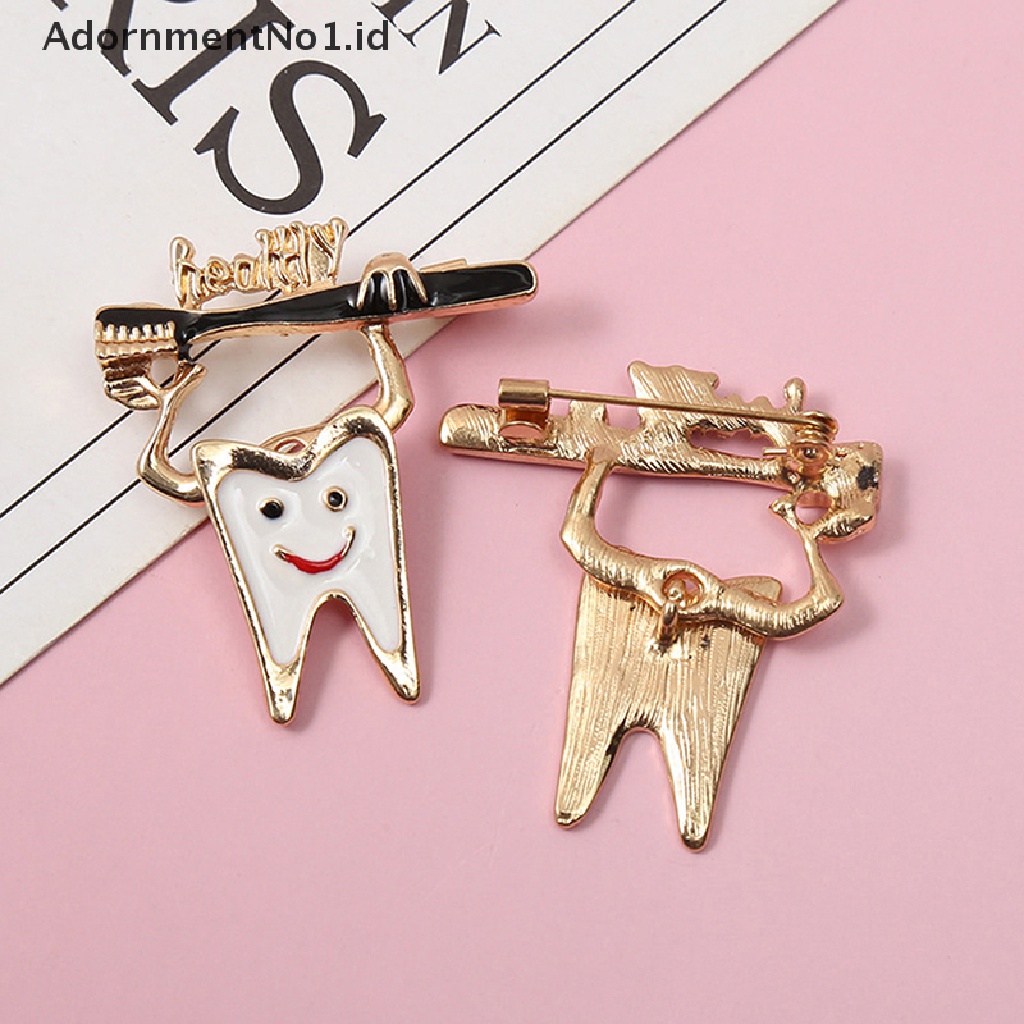 Bros Pin Enamel Desain Sikat Gigi Bahan Logam Ukuran Kecil No1 Untuk Dokter Perawat