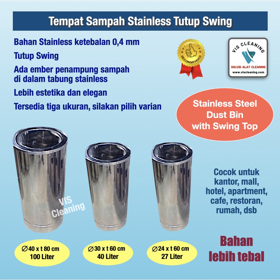 Tempat Sampah Stainless dengan Tutup Swing