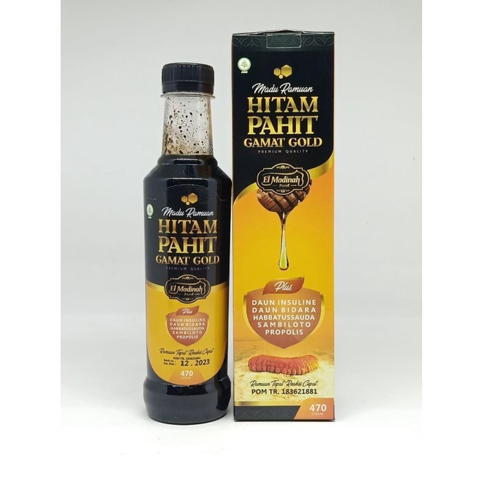 MADU RAMUAN HITAM PAHIT GAMAT GOLD 470gr MADU HITAM EL MADINAH FOOD
