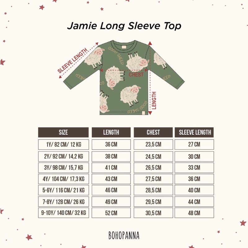 BOHOPANNA - JAMIE LONG SLEEVE TOP - KAOS ANAK 1-10 TAHUN