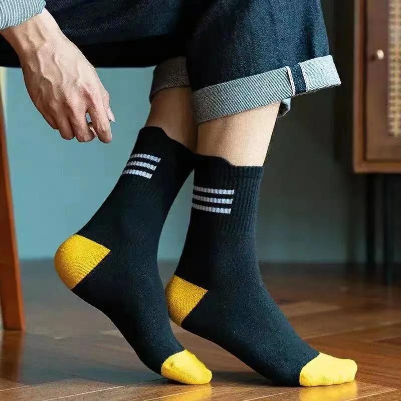 BOSJKT1488 Kaos Kaki Panjang Betis Mid Socks Garis High Quality Striped Solid Color Socks