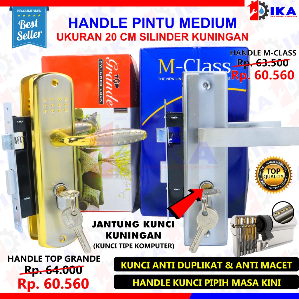 Kunci Pintu TOP GRANDE Silinder Kumplit Set 20 cm l Gagang l Handle I Dus Merah