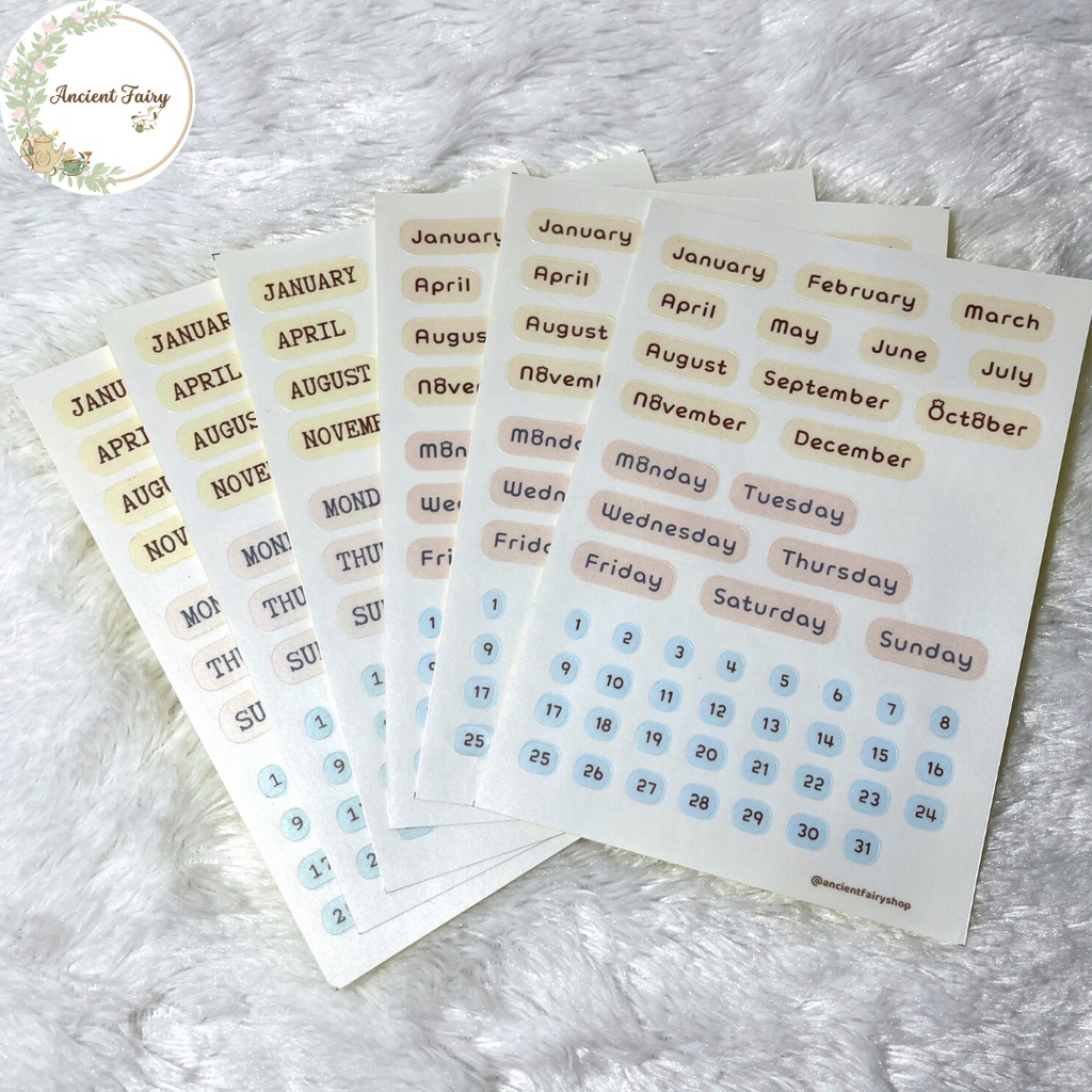 

[ancientfairy] Sticker monthly, daily and date for journaling, stiker bulan, hari dan tanggal aestetik untuk journal, scrapbook, stiker deco agenda, hiasan dekorasi diary, catatan estetik