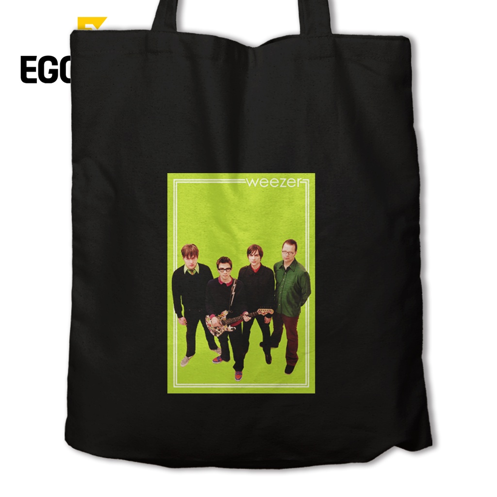 WEEZER Egocula Tote Bag Pria Wanita Tas Jinjing Sekolah Kuliah Resleting Hitam 30x40