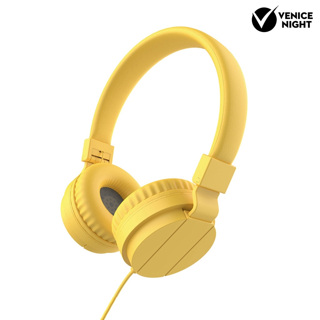 (VNEP) (Berkabel) Headphone Warna Solid Lipat yang Dapat Ditarik Headset Gaming Musik Bass Berat