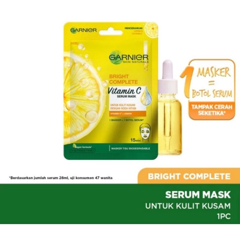 Garnier brightcomplete mask serum masker wajah isi 10pcs