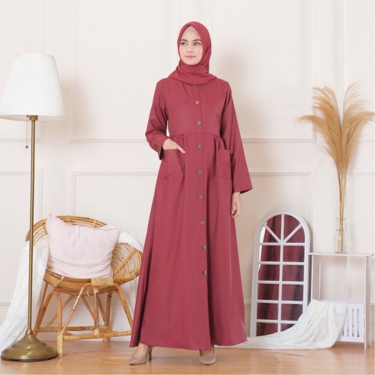 Gamis Katun Busui Gamis Polos Madinah Button by LK