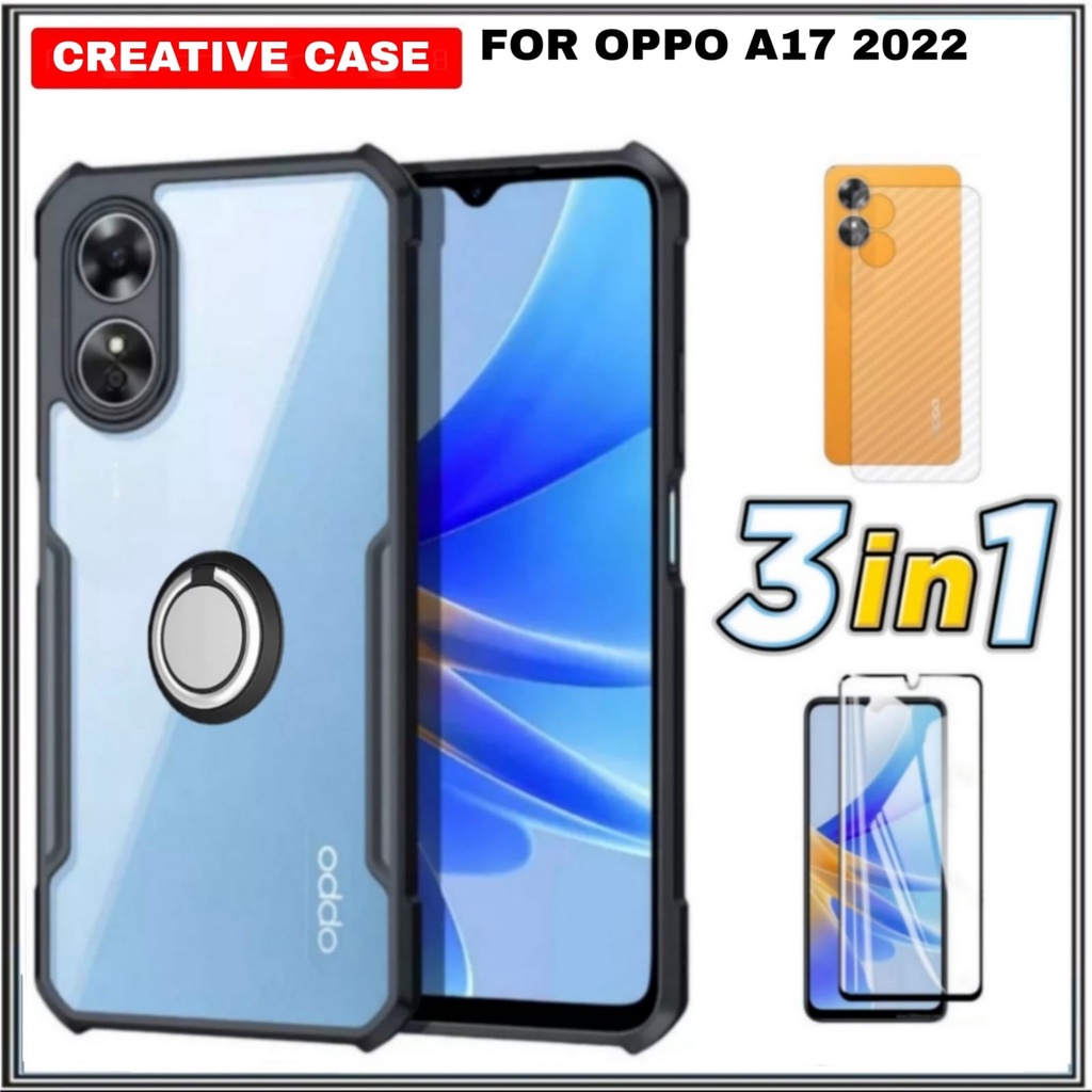 PAKET 3 INC 1 CASE OPPO A17/OPPO A17K 2022 Tpu Shocprof Transparen